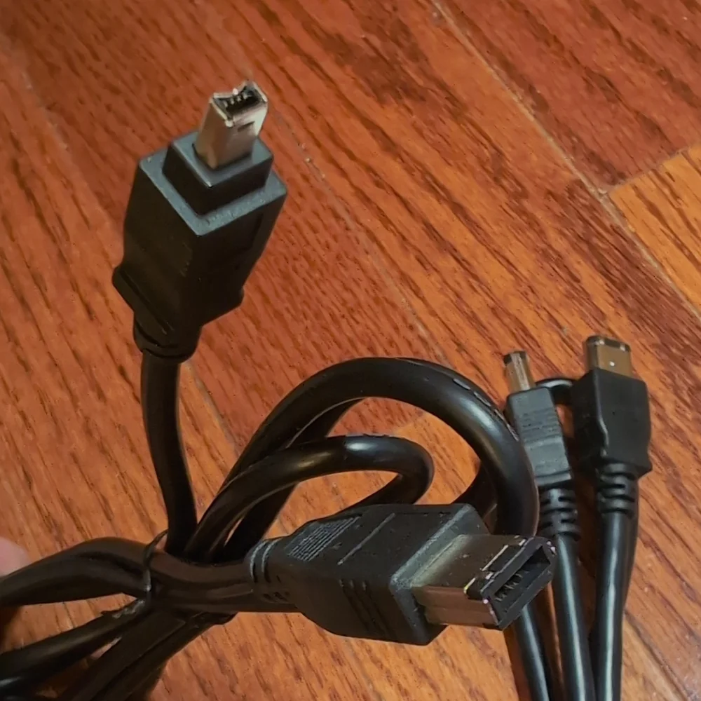 Two FireWire Cables Black